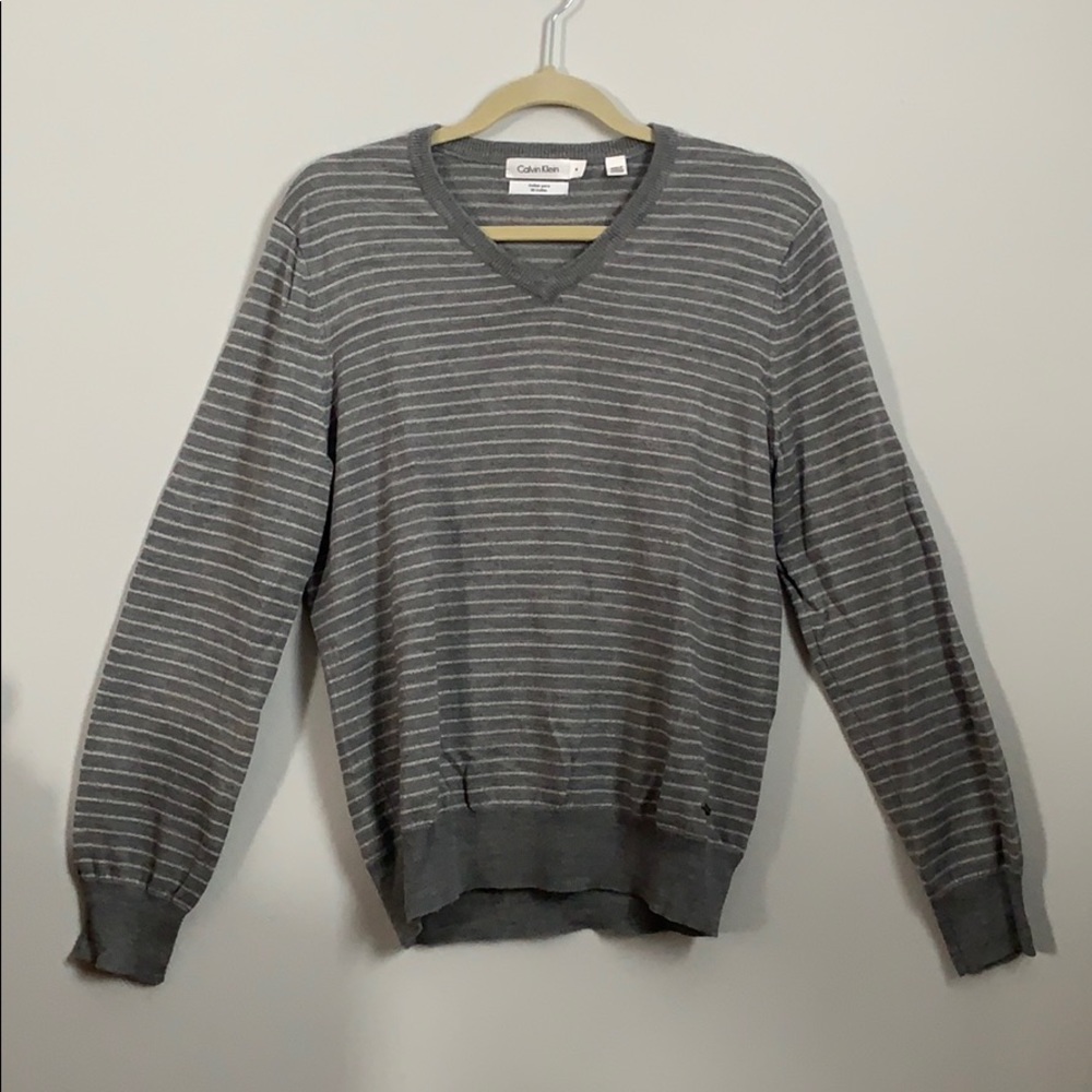 calvin klein striped grey sweater